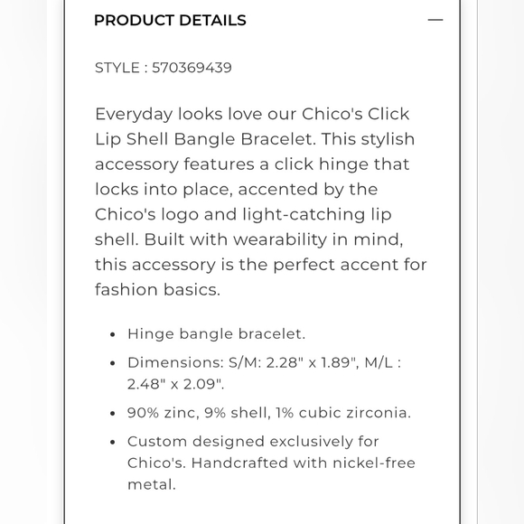 Chico's Click Lip Shell Bangle - Picture 4 of 4